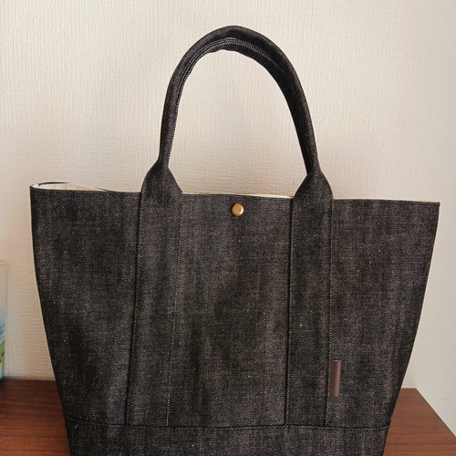 受注製作】ブラックデニムのトートバッグ M トートバッグ