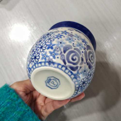 ポーリッシュポタリー/青紫のお花マグカップ（ポーリッシュマグ