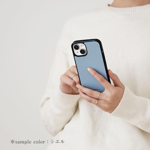 サフィアーノレザー スマホケース 本革 名入れ グリップタッチ