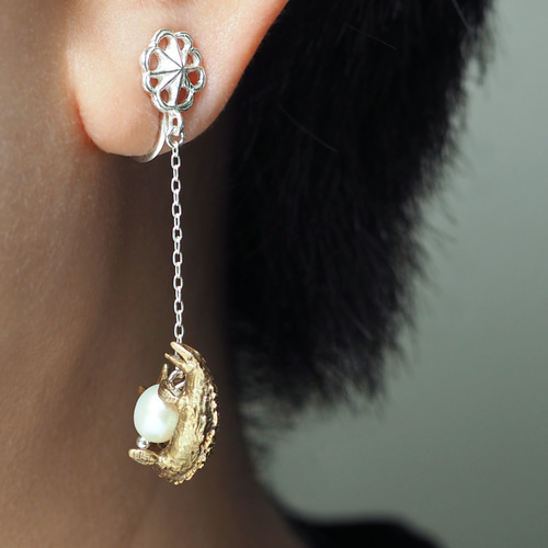 ARたま専用♡再販!!   winter shell ピアス イヤリング 受注制作】モササウルスとたまごのピアス／イヤリング ピアス（その他