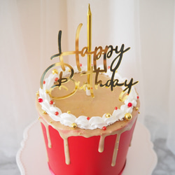 クレイケーキセット【Happy Birthday!! -RED-】無料アクリル製Happy Birthdayトッパー付き 12枚目の画像