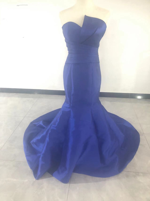 カラードレス 紫 ベアトップ 柔らかく重ねたチュールスカート 二次会  