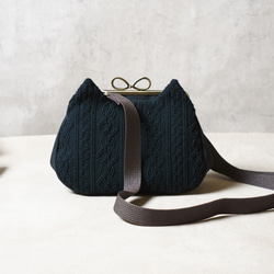 【受注制作】黒猫・アズネコがま口ショルダーバッグ 13枚目の画像