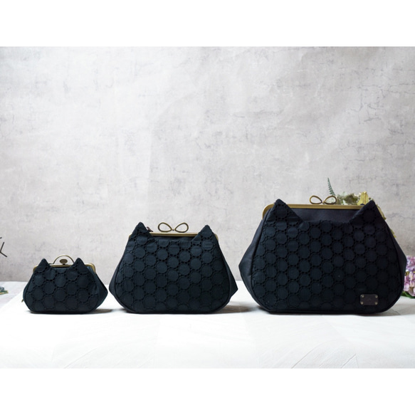 【受注制作】黒猫・アズネコがま口ショルダーバッグ 15枚目の画像