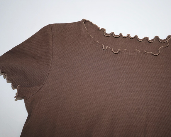 Piping Trim Rib Cutsew (brown) 半袖Ｔシャツ ブラウン 茶色　 ガーリー 8枚目の画像