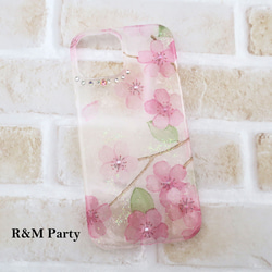 レジン桜 スマホケース iPhone16 iPhone14 iPhone12 iPhone11 iPhone15