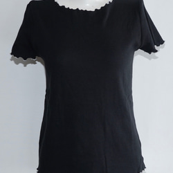 Piping Trim Rib Cutsew (black) 半袖Ｔシャツ ブラック 黒 ガーリー 7枚目の画像