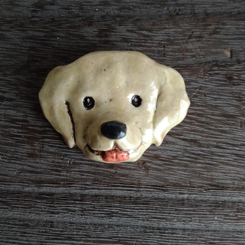 陶器のゴールデンレトリバー＆ラブラドールブローチ ブローチ