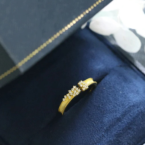 MR18】3mm幅 煌びやか 流れ星のようなCZメレダイヤリング／K18