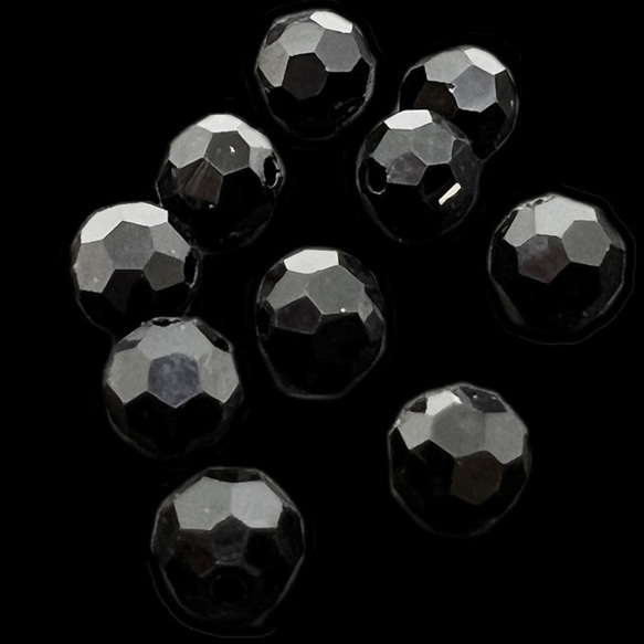【10顆】圓形切割玻璃珠★8mm/黑色★圓形切割珠 多面切割 第2張的照片