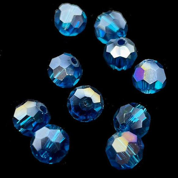 【10顆】圓形切割玻璃珠★8mm/極光深藍色★圓形切割珠 多面切割 第2張的照片