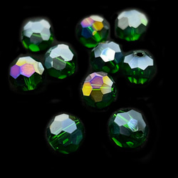 【10顆】圓形切割玻璃珠★8mm/極光綠★圓形切割珠 多面切割 第2張的照片