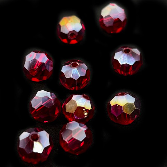 【10顆】圓形切割玻璃珠★8mm/極光紅★圓形切割珠 多面切割 第2張的照片