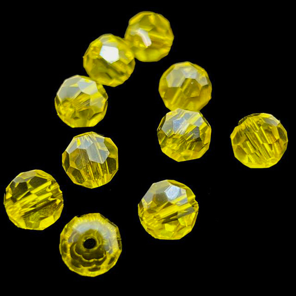 【10顆】圓形切割玻璃珠★8mm/極光黃★圓形切割珠 多面切割 第2張的照片