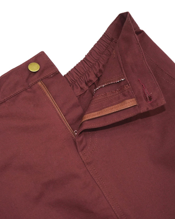 Chino Long A-Line Skirt (Bordeaux) ロングスカート レッド 赤 カジュアル 7枚目の画像