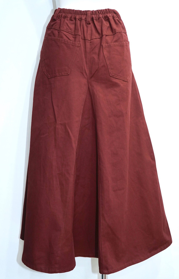 Chino Long A-Line Skirt (Bordeaux) ロングスカート レッド 赤 カジュアル 8枚目の画像