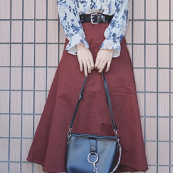 Chino Long A-Line Skirt (Bordeaux) ロングスカート レッド 赤 カジュアル 3枚目の画像