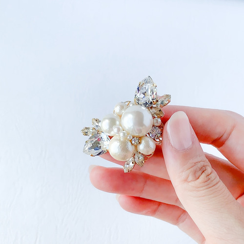 卒園式や入学式にも】ナチュラル/クレッセントブローチ/クリア＜結婚式