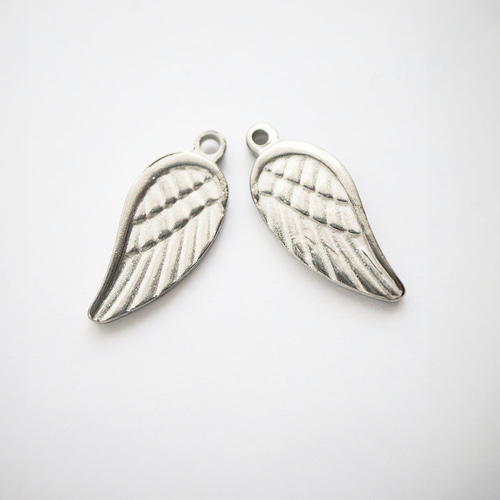 金アレ対応 男前 304L サージカルステンレス 天使の翼 羽根 チャーム 2