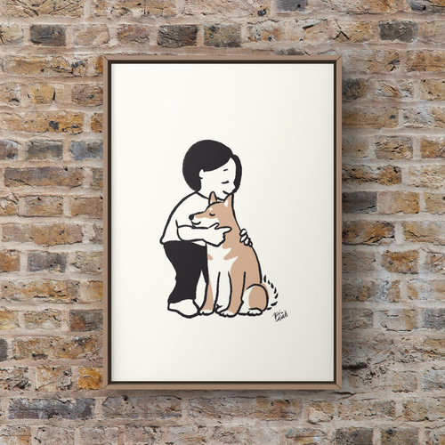 柴犬【親友】A4ポスター 犬 ペット イラスト うちの子 イラスト picnic