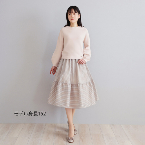 新品ジョリーミニョン［ロング丈】オーガンジーボーダー織り