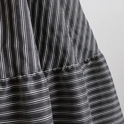 【フリーサイズ◎】オーガンジーボーダー織り切り替えスカート【ミディ丈】【ブラック×ホワイト】 7枚目の画像