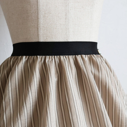 フリーサイズ◎】オーガンジー ボーダー織りふんわりスカート【ロング  