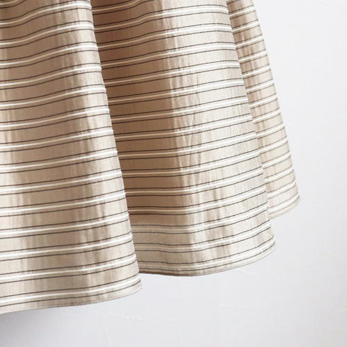 フリーサイズ◎】オーガンジー ボーダー織りふんわりスカート【ロング  