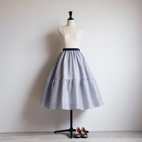 ジョリーミニョンボーダースカート(店舗限定色) 新品ジョリーミニョン［ロング丈】オーガンジーボーダー織り