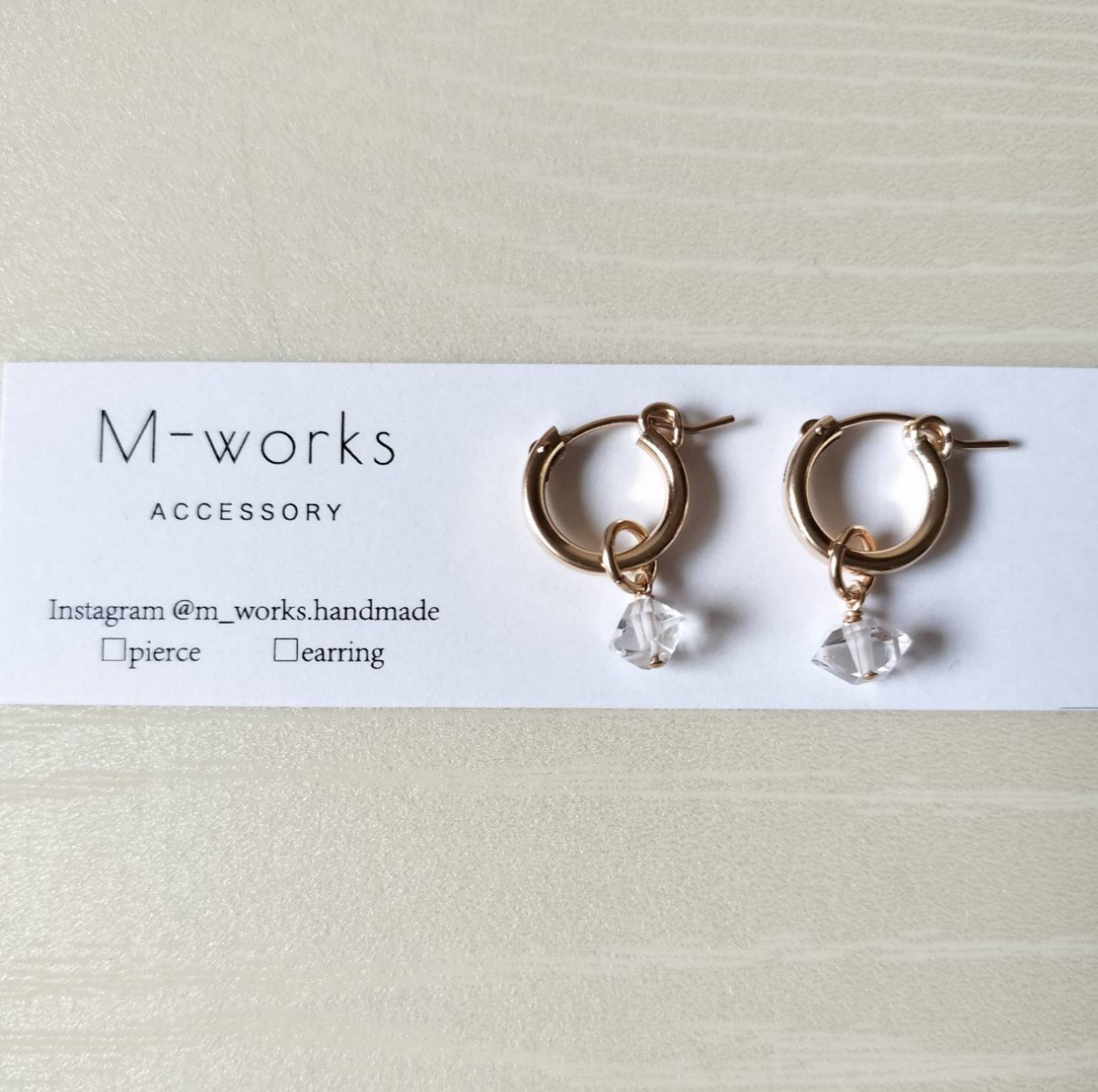 【ALL14kgf】一粒ハーキマーダイヤモンド∴フープピアス 4,680円