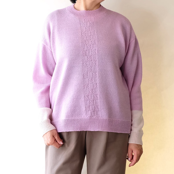 早春・秋冬バイカラーセーター（pink & Sakura color) 8枚目の画像