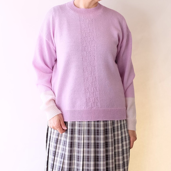 早春・秋冬バイカラーセーター（pink & Sakura color) 2枚目の画像