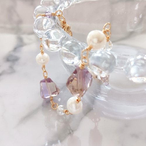 14kgfアメトリンブレスレット 淡水パール ピンクアメジスト 2月