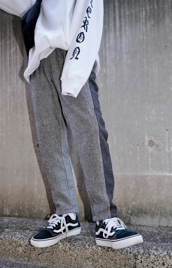 Side Line Herringbone Pants (grey) ロングパンツ グレー 灰色 ストリート 5枚目の画像