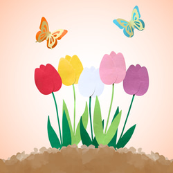 【春の壁面】チューリップ　ちょうちょ　保育園　幼稚園　高齢者施設　３月　４月　掲示板　POP 1枚目の画像