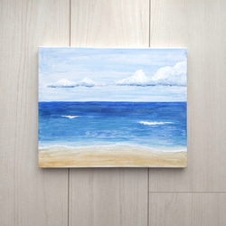 油彩画　「　夏の海　」　手描き　原画　3Dキャンパス 油彩画「夏の海」手描き原画3Dキャンパス