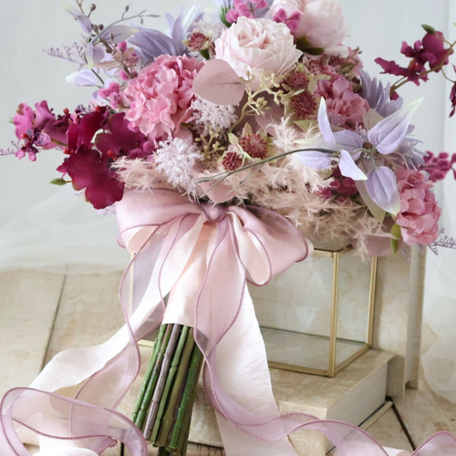ピンクブーケ クラッチブーケ 造花 ウェディングブーケ ブーケ グッド