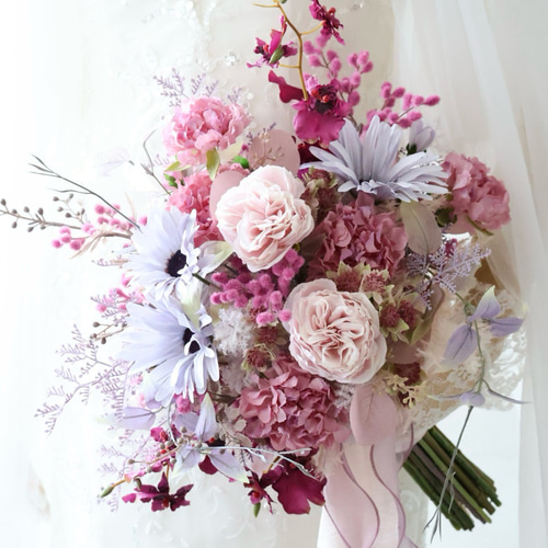 ピンクブーケ クラッチブーケ 造花 ウェディングブーケ ブーケ グッド