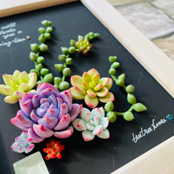 happy succulent♡多肉アート、チョークボード、壁掛け、グリーン