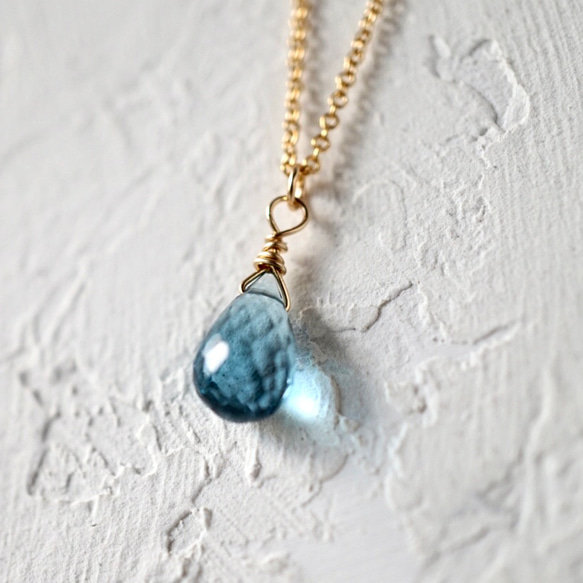 14kgf ロンドンブルートパーズ♡ 現品のみ ロンドンブルートパーズの14kgfネックレス 天然石 小ぶり 青