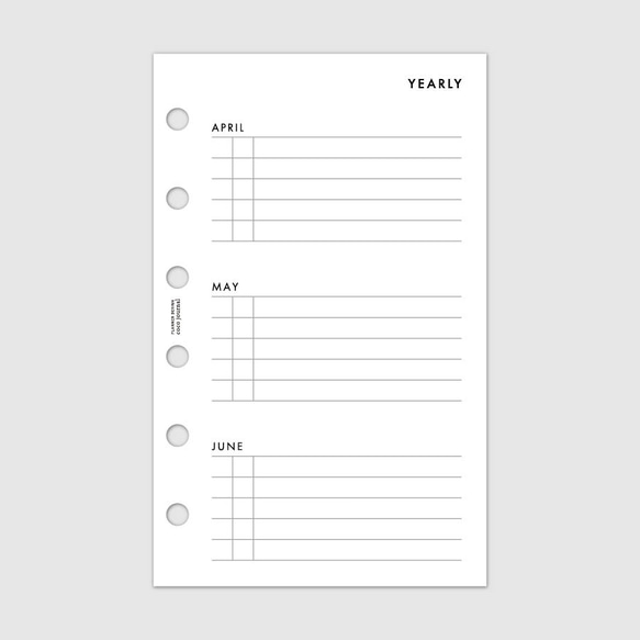 《ミニ6サイズ》システム手帳リフィル／見開きで半年の計画が立てられるリフィル【CBMI_FL02】 4枚目の画像