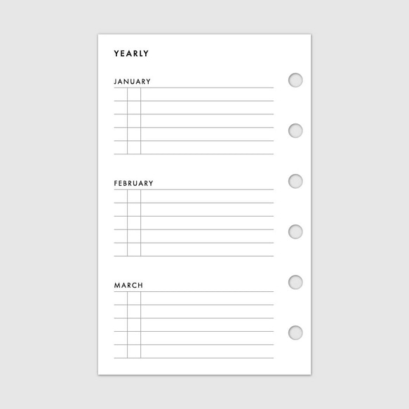 《ミニ6サイズ》システム手帳リフィル／見開きで半年の計画が立てられるリフィル【CBMI_FL02】 3枚目の画像