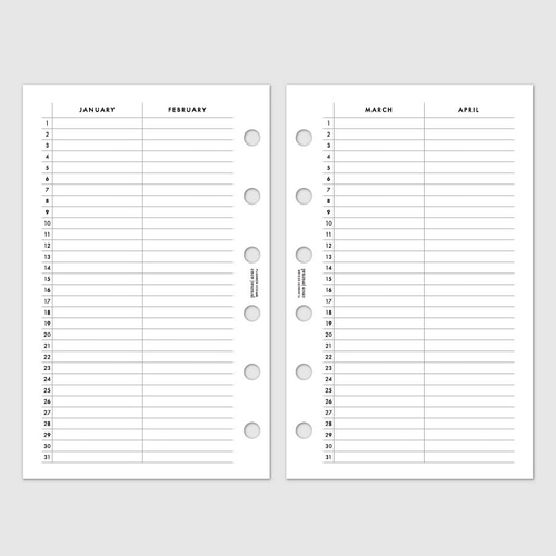 ミニ6サイズ》システム手帳リフィル／日付入りの年間リスト【CBMI_FL03