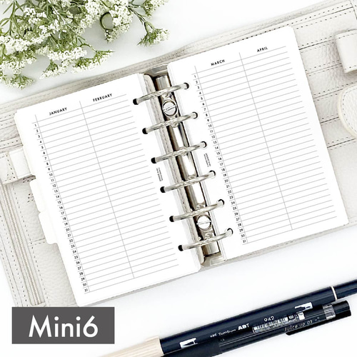 ichigo03様本日ご購入分追加リフィル ミニ6サイズ》システム手帳リフィル／日付入りの年間リスト【CBMI_FL03