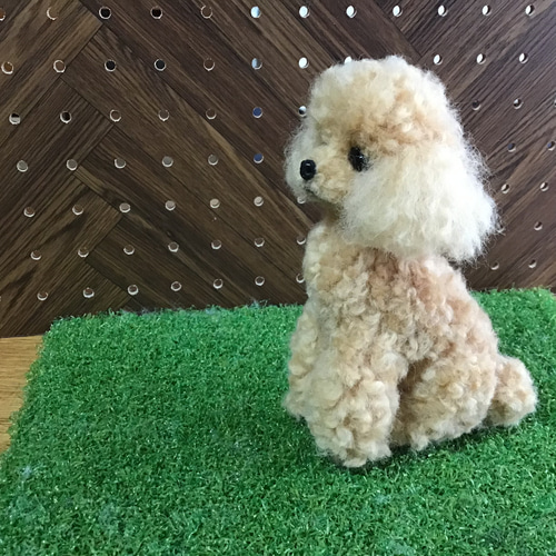 トイプードル（アプリコット）お座りポーズ 羊毛フェルト コーギー