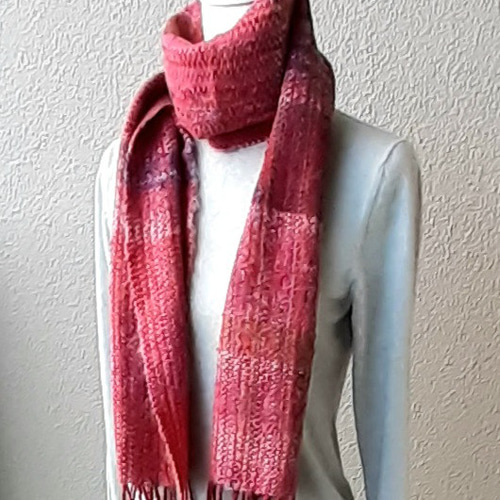 ピンク系の手織りマフラー WM0688 一点物 マフラー tsure-zure 通販