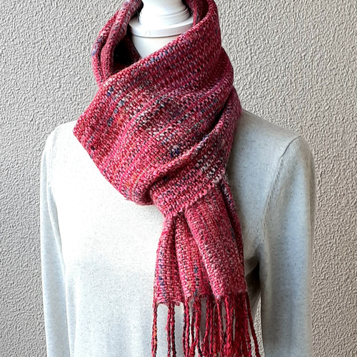 ピンク系の手織りマフラー WM0688 一点物 マフラー tsure-zure 通販