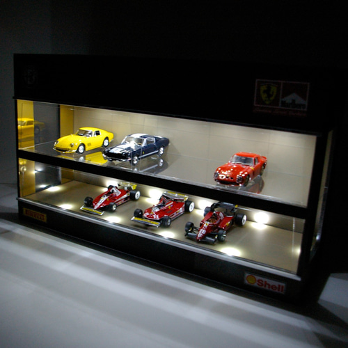 1/43展示14台可・ブラウン梨地・2層式ディスプレーBOX / LED20灯