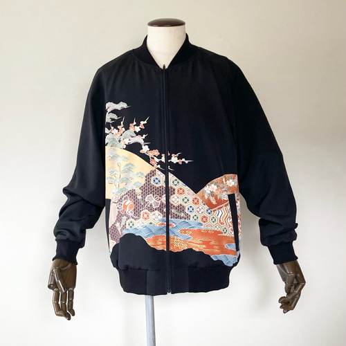 着物リメイク ブルゾン、スカジャン XL, 1点物,スカジャン,父の日ギフト,おしゃれなパパに,ジャケット
