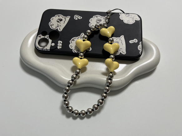 yellowハートビーズストラップ﹏ ❧ ﹏ ビーズ ApiLand🌈 通販